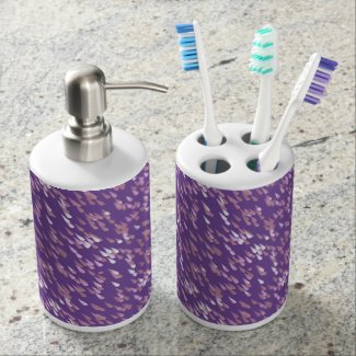 tooth brush holder and soap dispenser purple drops