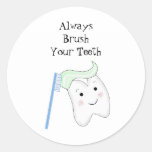 Tooth Brushing Dental Reminder Classic Round Sticker