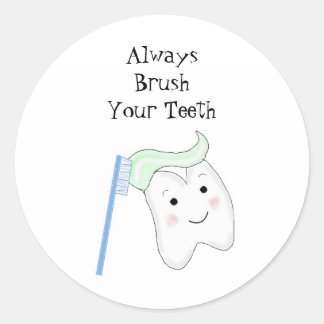 Tooth Brushing Dental Reminder Classic Round Sticker