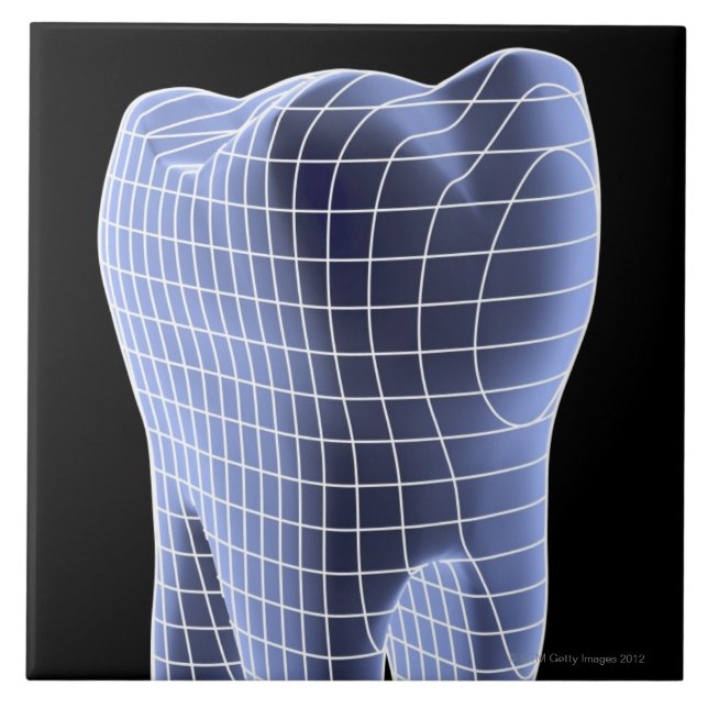 Tooth, computer artwork of a molar tooth ceramic tile (Front)