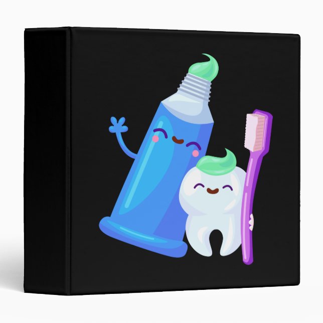 Tooth Dentist Cute Teeth Technician Hygienist 3 Ring Binder (Front/Spine)