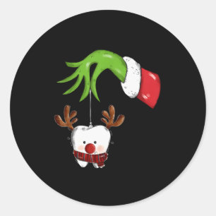 Tooth Dentist Dental Istant Teeth Christmas Rudolp Classic Round Sticker
