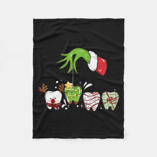 Tooth Dentist Dental Istant Teeth Christmas Santa  Fleece Blanket (Front)
