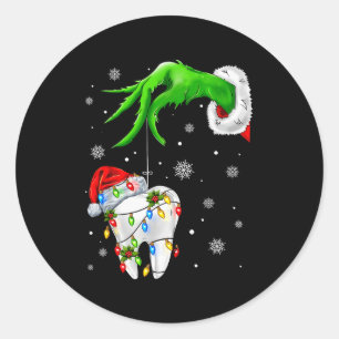 Tooth Dentist Dental Istant Teeth Xmas Christmas P Classic Round Sticker