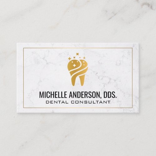 Tooth Dentistry Logo  Marble Business Card