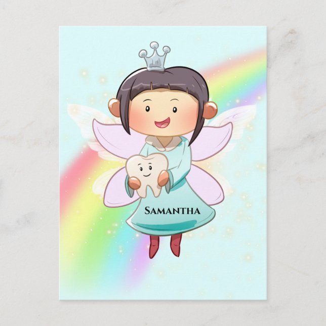 Tooth fairy blue rainbow fairy dust glitter  postcard (Front)