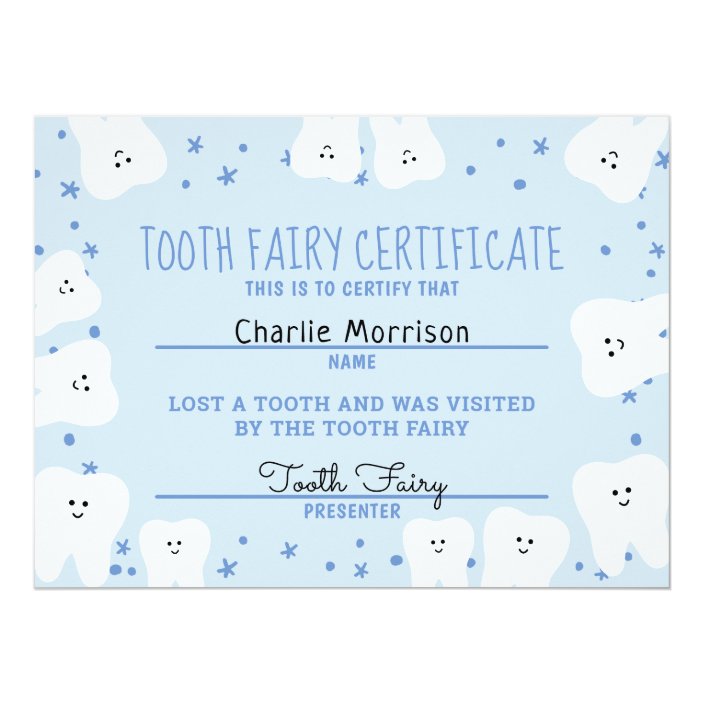 Tooth Fairy Certificate Boy Invitation | Zazzle.com