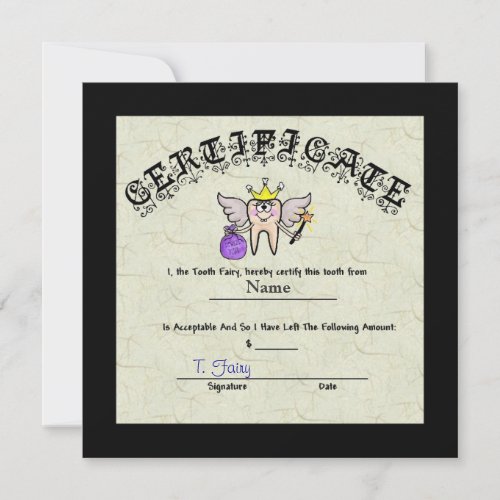 Tooth Fairy Certificate   Customize It