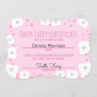 Tooth Fairy Certificate Girl 2 Invitation