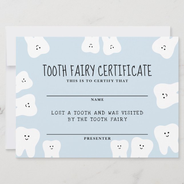 Tooth Fairy Certificate Invitation (Front)