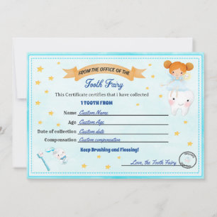 Tooth Fairy Certificate - Lost Tooth Receipt Invitation