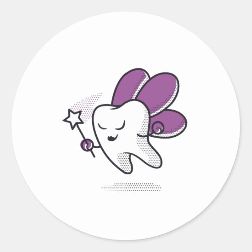 Tooth fairy classic round sticker