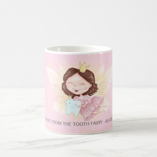 Tooth fairy cute princess with gold coin pink coffee mug