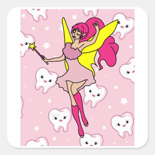 Tooth Fairy Dentist Lost Milk Tooth Square Sticker (Front)