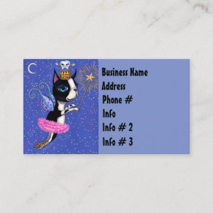 Tooth Fairy Dog Boston Terrier Pink Tutu Crown Business Card