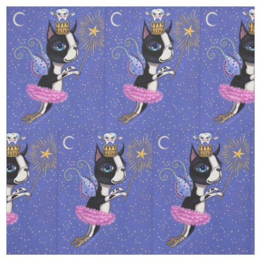 Tooth Fairy Dog Boston Terrier Pink Tutu Crown Fabric