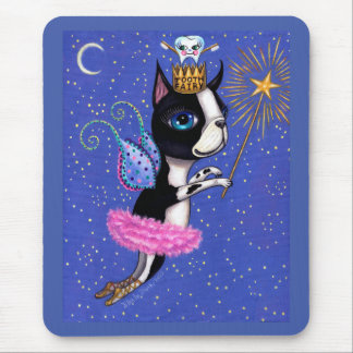 Tooth Fairy Dog Boston Terrier Pink Tutu Crown Mouse Pad