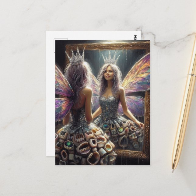 Tooth Fairy in her Denture Dress Postcard (Front/Back In Situ)