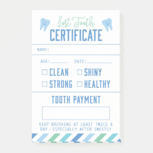 Tooth Fairy Keepsake Certificate Boy Post-it Notes