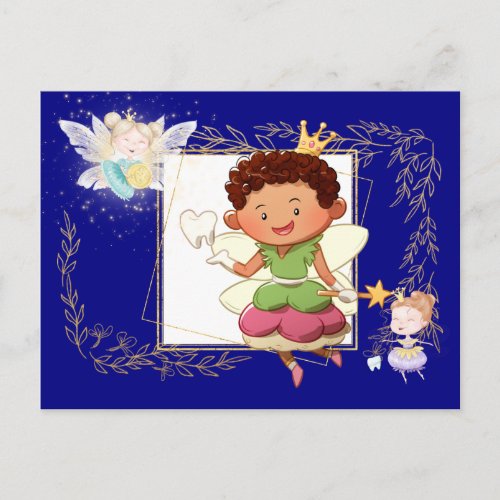 Tooth fairy letter  boy prince tooth gold coin postcard