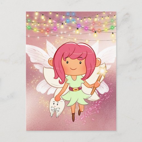 Tooth fairy letter  girl princess gold frame post postcard