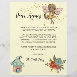Tooth Fairy Letter, Personalized Tooth Fairy Card