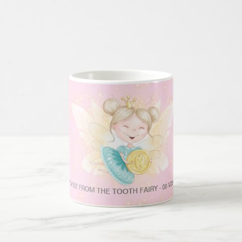 Tooth fairy letter princess with gold coin pink  coffee mug