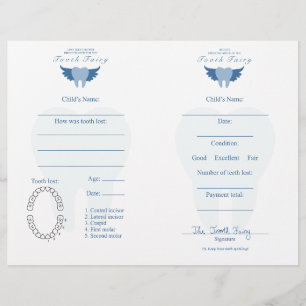 Tooth Fairy Letter & Receipt Blue