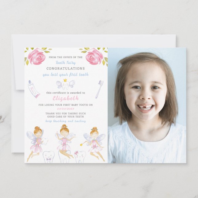 Tooth Fairy Letter With Photo Invitation (Front)