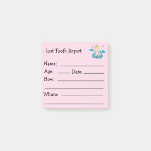 Tooth Fairy Lost Tooth Report Kids Post-it Notes
