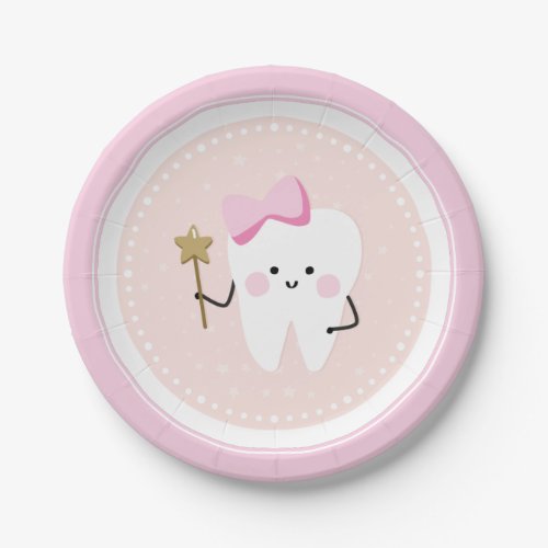 Tooth Fairy pink white party decor Paper Plate