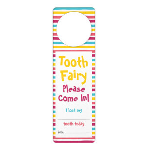 Tooth Fairy Please Come in! Fun Striped Candy Door Hanger