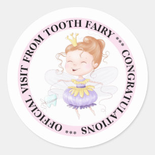 Tooth fairy princess official visit cute kids classic round sticker