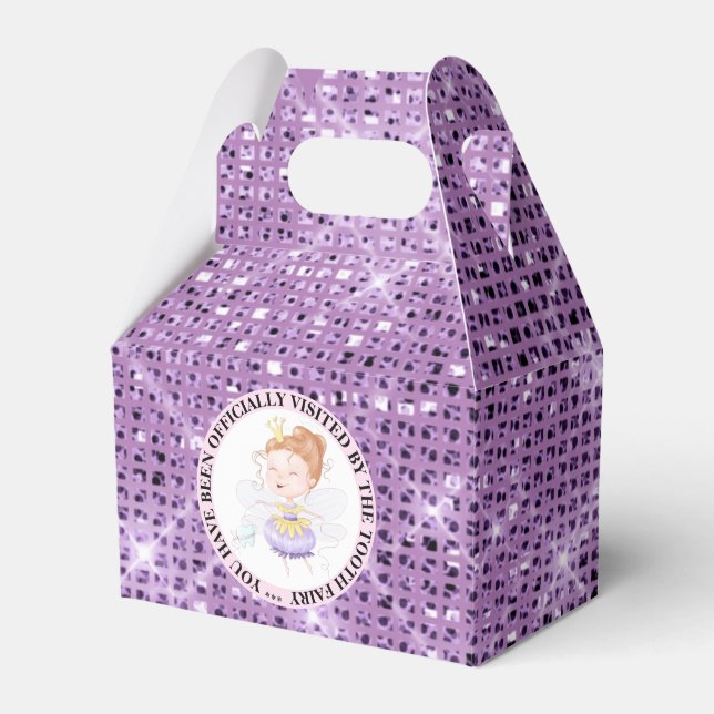 Tooth fairy princess official visit cute shimmer favor boxes (Front Side)