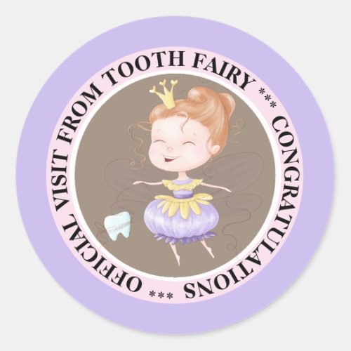 Tooth fairy princess official visit kids  classic round sticker