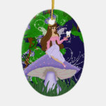 Tooth Fairy Princess On Purple Mushroom Ornament at Zazzle