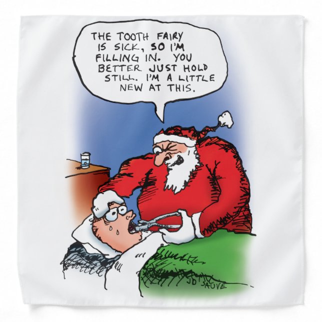 Tooth Fairy Santa Funny Christmas Cartoon Bandana (Front)