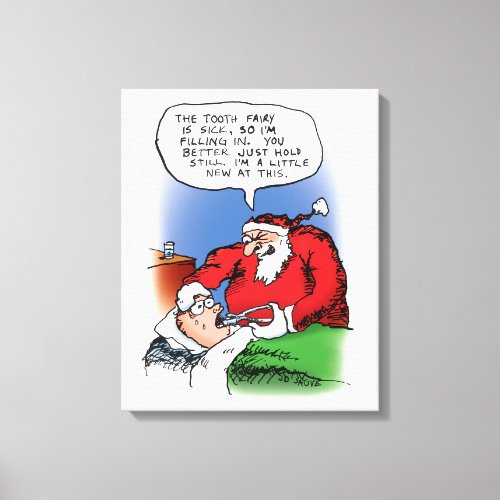 Tooth Fairy Santa Funny Christmas Cartoon Canvas Print