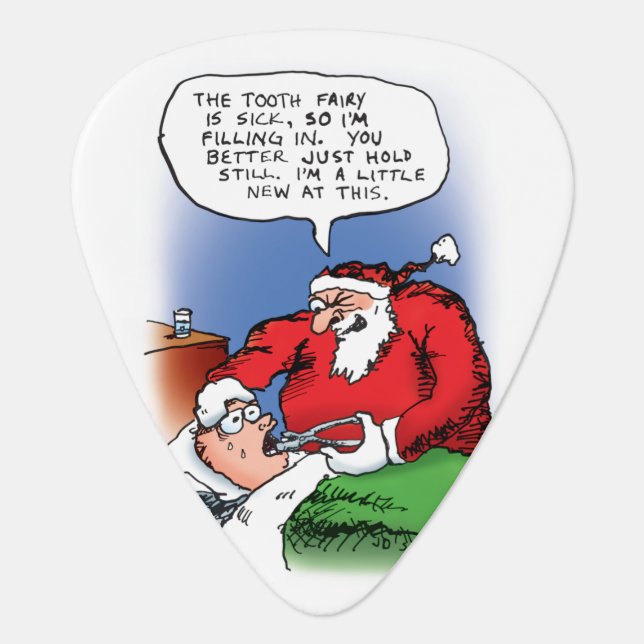 Tooth Fairy Santa Funny Christmas Cartoon Guitar Pick (Front)