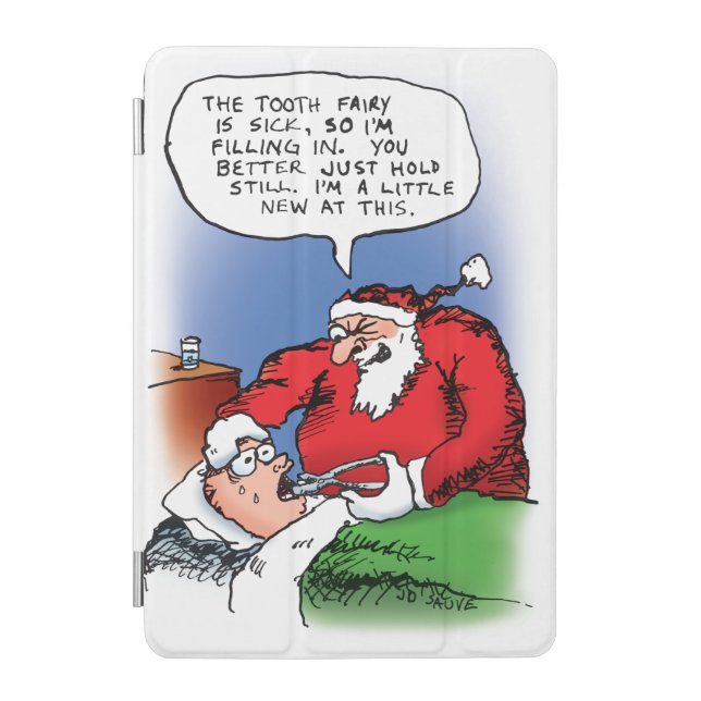 Tooth Fairy Santa Funny Christmas Cartoon iPad Mini Cover (Front)
