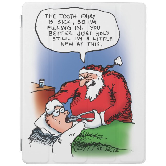 Tooth Fairy Santa Funny Christmas Cartoon iPad Smart Cover (Front)