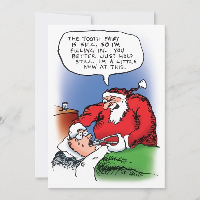 Tooth Fairy Santa Holiday Invitation (Front)
