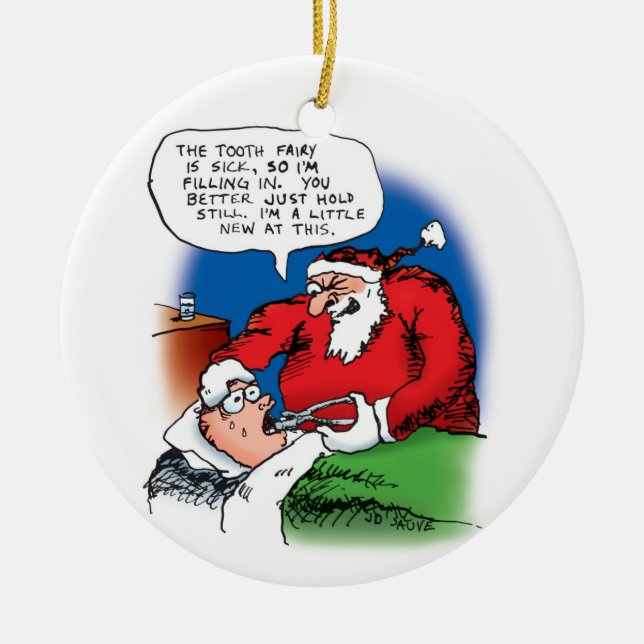 Tooth Fairy Santa Ornament (Front)