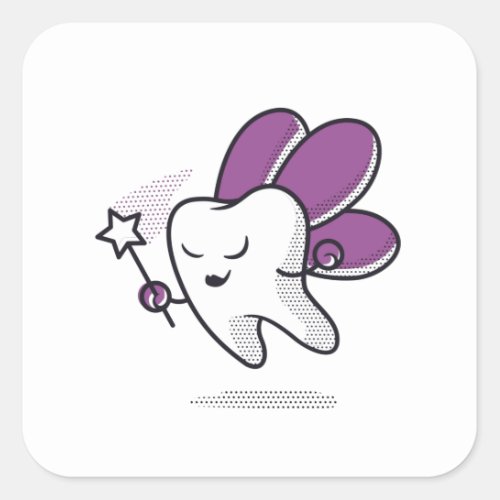 Tooth fairy square sticker