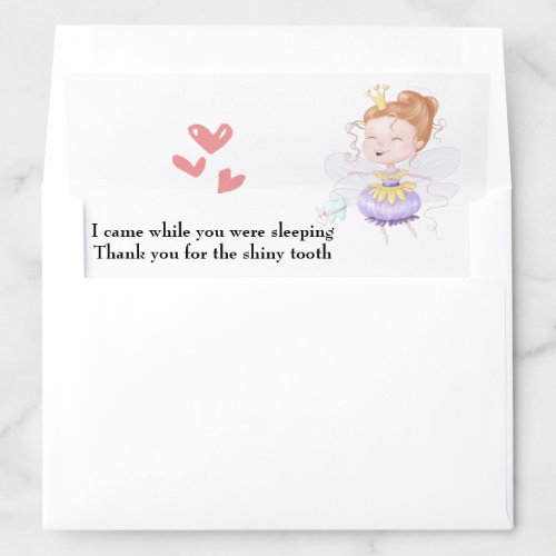 Tooth fairy with floss gold crown heart envelope liner