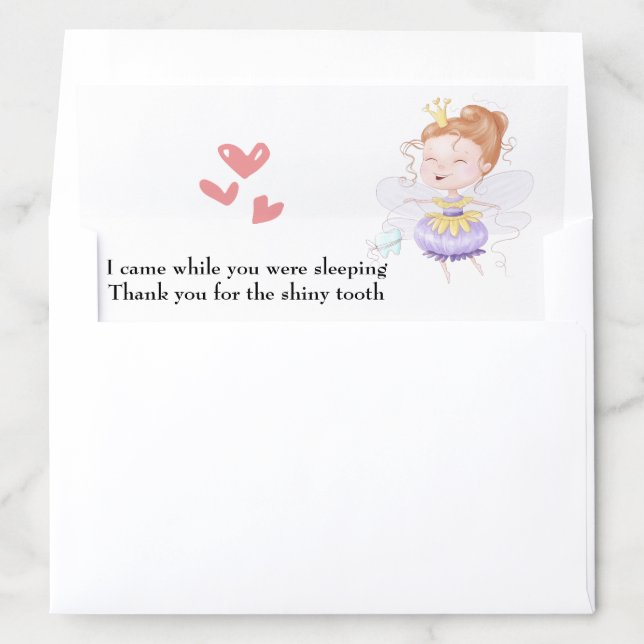 Tooth fairy with floss gold crown heart envelope liner (In Envelope)