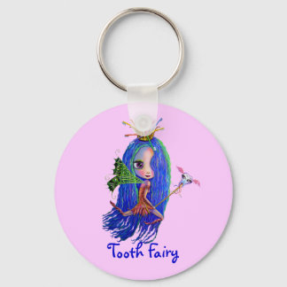 Tooth Fairy with Toothbrush Crown Big Eyes Keychain