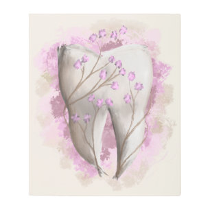 Tooth & Flowers, surrealistic painting. Dental art