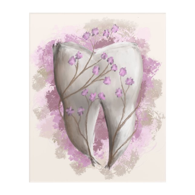 Tooth & Flowers, surrealistic painting. Dental art (Front)