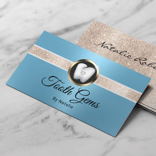 Tooth Gems Modern Blue Dental Beauty Salon Business Card